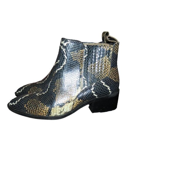 Crown Vintage Python Embossed Leather Chelsea Chunky Heel Ankle Boots size 7.5 - Picture 2 of 10